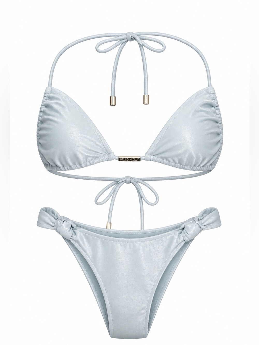 Hello Molly Pale Silver Lifeguard on Duty  Tie Bikini Set